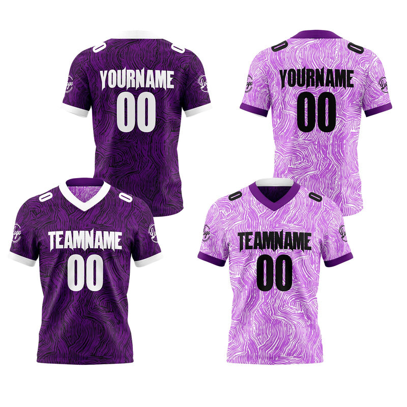 Custom Purple Black White Reversible Gradient Football Jersey Personalized Football Shirts for Men Women  Printed Team Name Number Logo