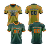 Custom Green Orange Football Jersey Personalized Gradient Football Shirts for Men Printed Team Name Number Logo