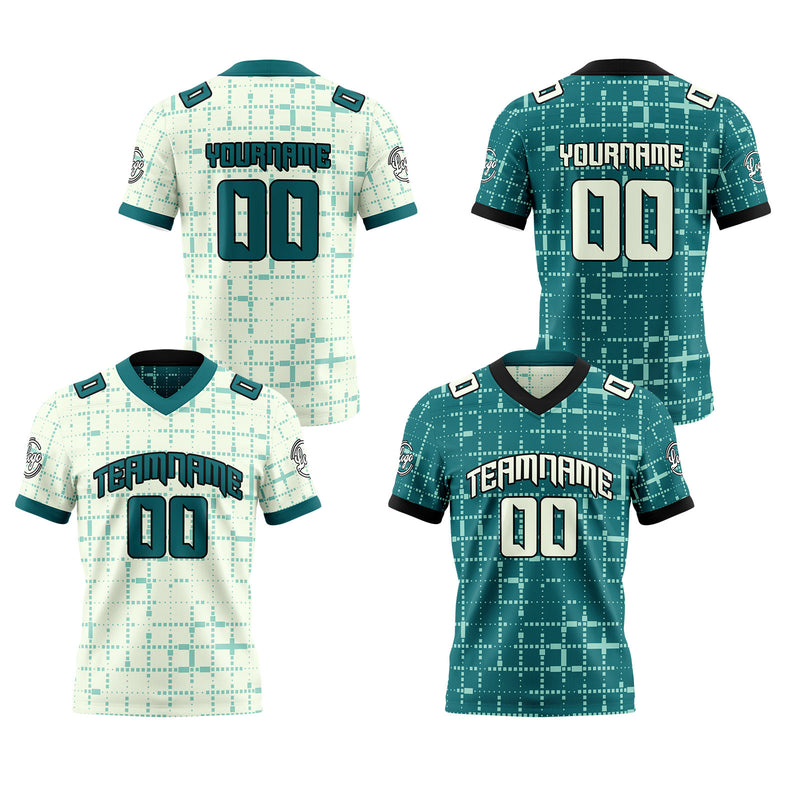 Custom White Green Reversible Gradient Football Jersey Personalized Football Shirts for Men Women  Printed Team Name Number Logo