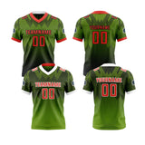 Custom Green Red Reversible Football Jersey Personalized Gradient Football Shirts for Men Printed Team Name Number Logo