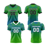 Custom Blue Green Reversible Football Jersey Personalized Gradient Football Shirts for Men Printed Team Name Number Logo