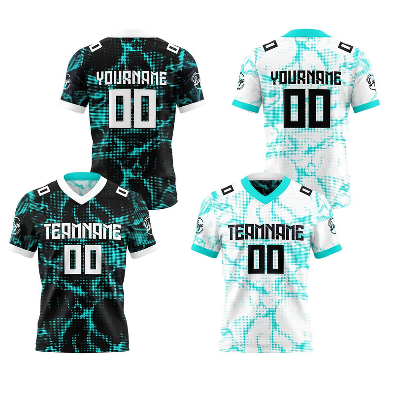 Custom Tiffany Blue Reversible Gradient Football Jersey Personalized Football Shirts for Men Women  Printed Team Name Number Logo