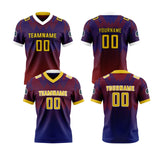 Custom Blue Purple Yellow Reversible Football Jersey Personalized Gradient Football Shirts for Men Printed Team Name Number Logo