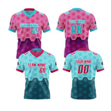 Custom Rose Red Blue Reversible Football Jersey Personalized Gradient Football Shirts for Men Printed Team Name Number Logo