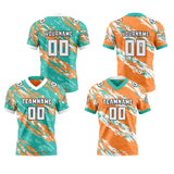 Custom Blue Orange Reversible Gradient Football Jersey Personalized Football Shirts for Men Women  Printed Team Name Number Logo