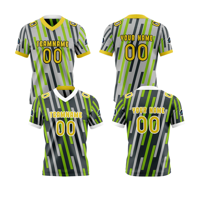 Custom Green Yellow Reversible Football Jersey Personalized Gradient Football Shirts for Men Printed Team Name Number Logo