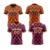 Custom Purple Orange Reversible Football Jersey Personalized Gradient Football Shirts for Men Printed Team Name Number Logo