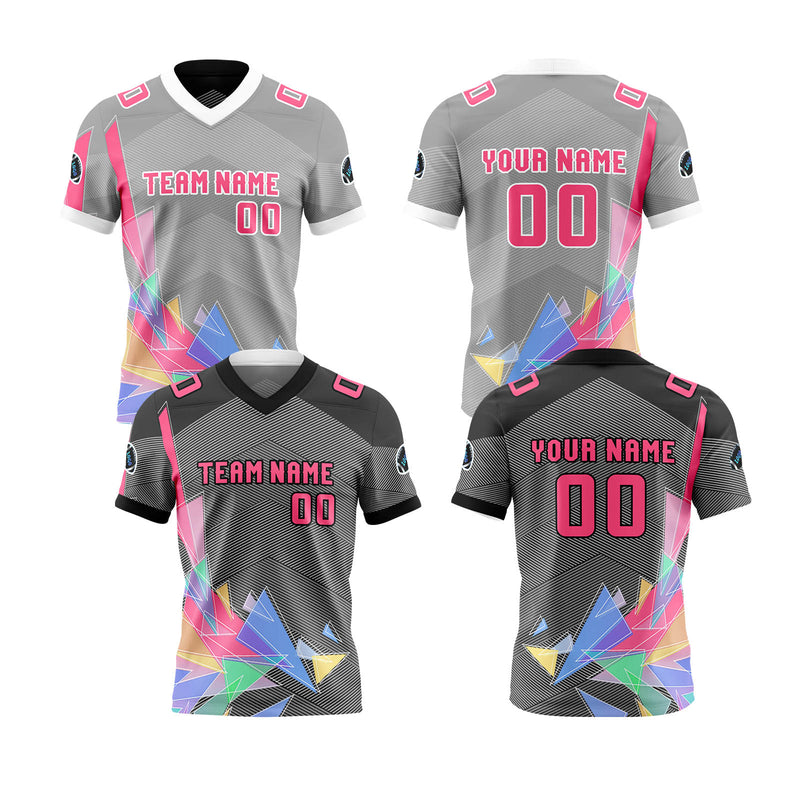 Custom Black Gray Football Jersey Personalized Gradient Football Shirts for Men Printed Team Name Number Logo