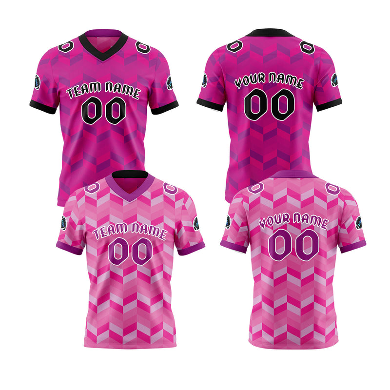 Custom Pink Mauve Reversible Football Jersey Personalized Gradient Football Shirts for Men Printed Team Name Number Logo