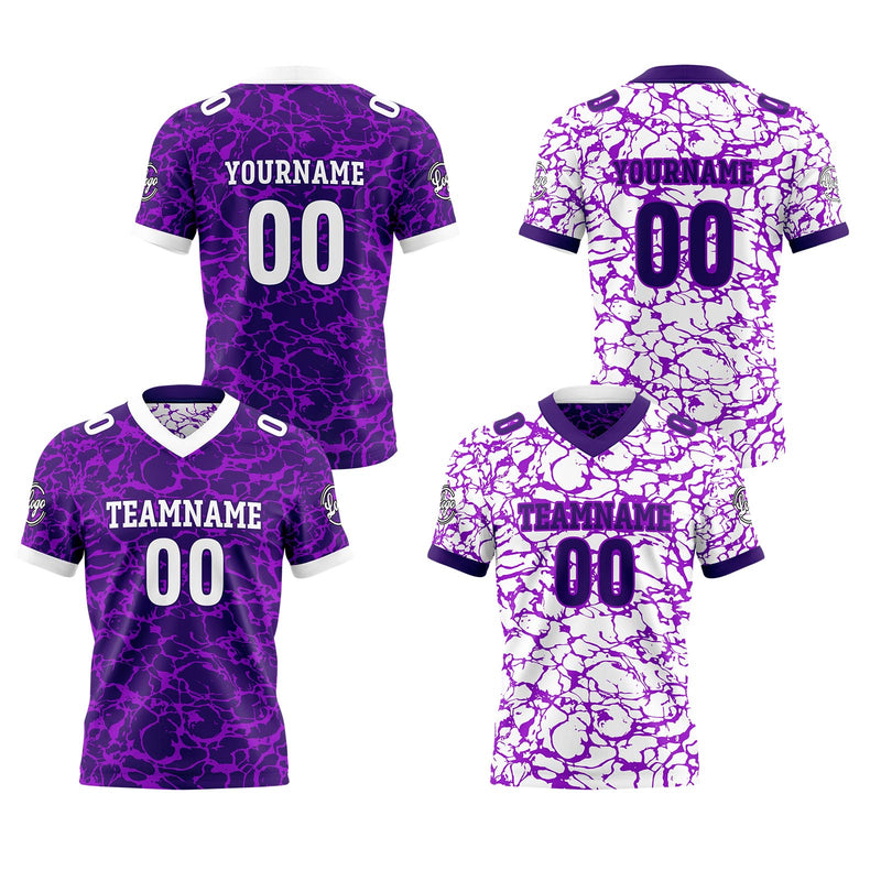 Custom Purple White Reversible Gradient Football Jersey Personalized Football Shirts for Men Women  Printed Team Name Number Logo