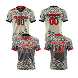 Custom Gray Red Reversible Football Jersey Personalized Gradient Football Shirts for Men Printed Team Name Number Logo