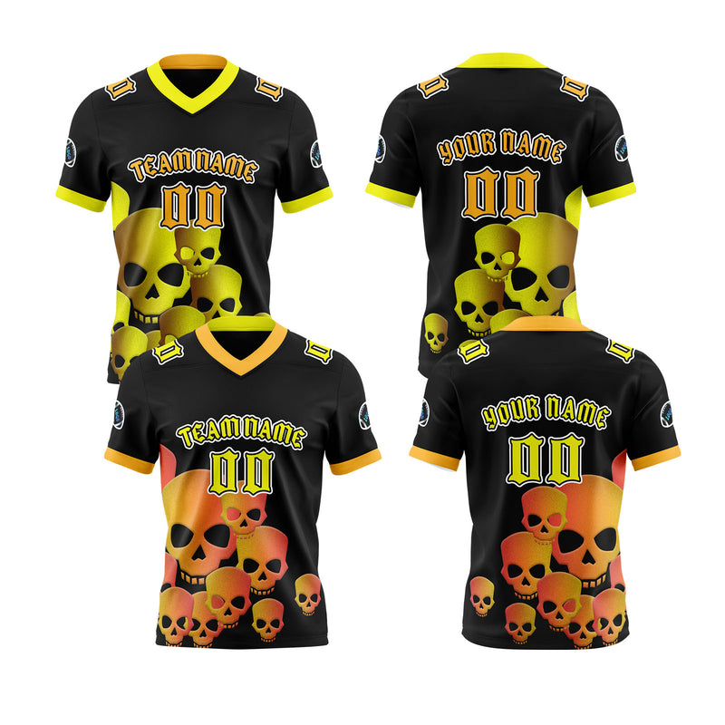 Custom Black Orange Reversible Football Jersey Personalized Gradient Football Shirts for Men Printed Team Name Number Logo