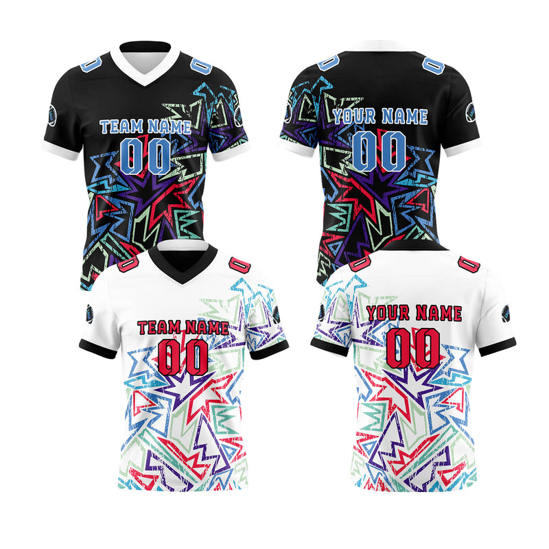 Custom White Red Reversible Football Jersey Personalized Gradient Football Shirts for Men Printed Team Name Number Logo