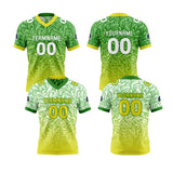 Custom Green Yellow Reversible Football Jersey Personalized Gradient Football Shirts for Men Printed Team Name Number Logo