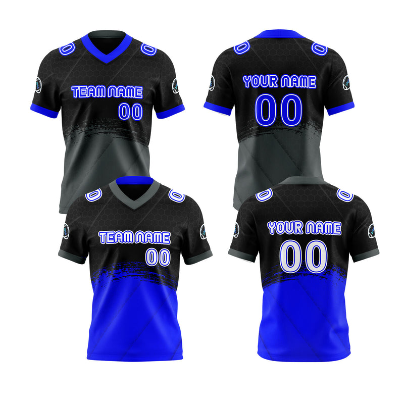 Custom Blue White Reversible Football Jersey Personalized Gradient Football Shirts for Men Printed Team Name Number Logo