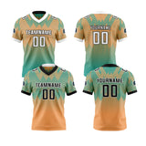 Custom Green Orange Reversible Football Jersey Personalized Gradient Football Shirts for Men Printed Team Name Number Logo