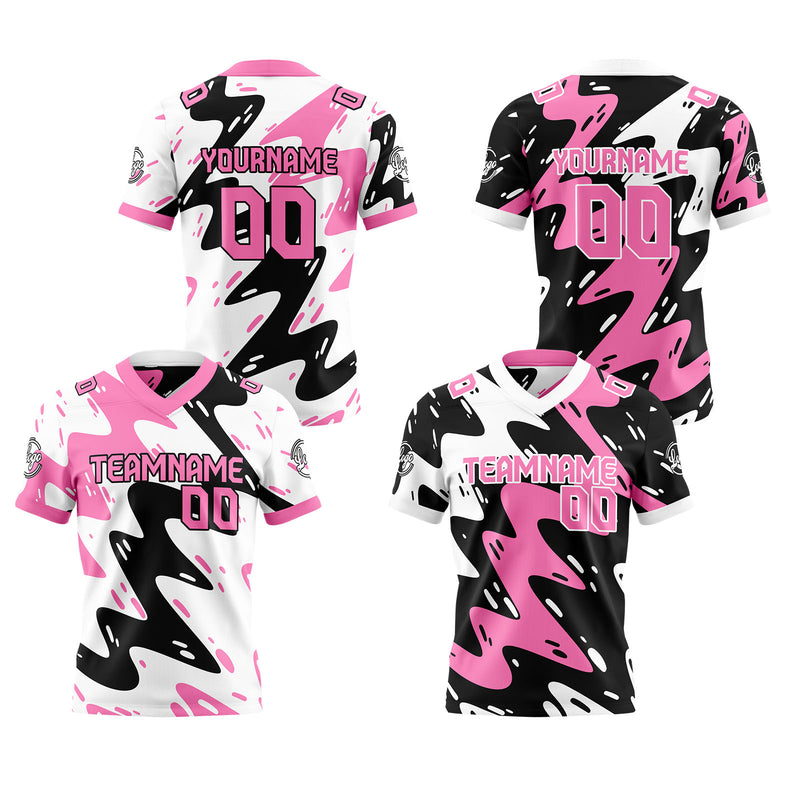 Custom Pink White Reversible Gradient Football Jersey Personalized Football Shirts for Men Women  Printed Team Name Number Logo