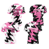 Custom Pink White Reversible Gradient Football Jersey Personalized Football Shirts for Men Women  Printed Team Name Number Logo