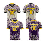 Custom Purple Yellow Reversible Football Jersey Personalized Gradient Football Shirts for Men Printed Team Name Number Logo