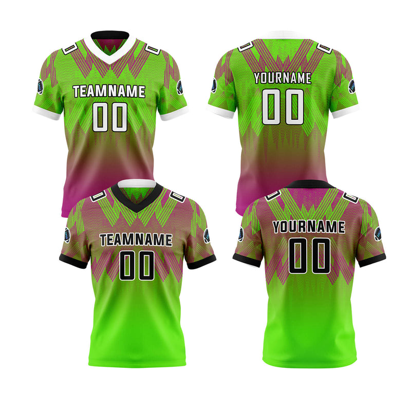 Custom Purple Green Reversible Football Jersey Personalized Gradient Football Shirts for Men Printed Team Name Number Logo