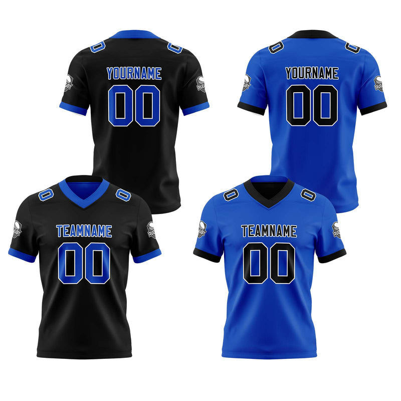 Custom Black Royal Reversible Gradient Football Jersey Personalized Football Shirts for Men Women  Printed Team Name Number Logo