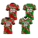 Custom Red  Green Reversible Gradient Football Jersey Personalized Football Shirts for Men Women  Printed Team Name Number Logo