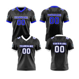 Custom Gray Blue Reversible Football Jersey Personalized Gradient Football Shirts for Men Printed Team Name Number Logo