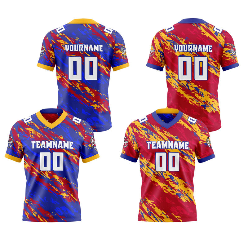 Custom Blue Orange Reversible Gradient Football Jersey Personalized Football Shirts for Men Women  Printed Team Name Number Logo