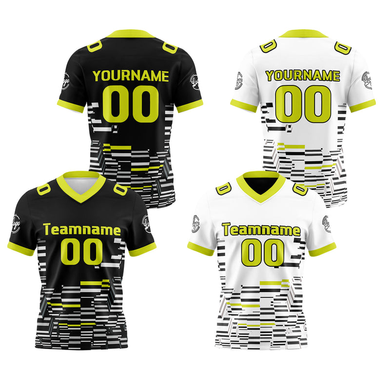 Custom Black White Green Reversible Gradient Football Jersey Personalized Football Shirts for Men Women  Printed Team Name Number Logo