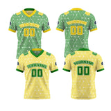 Custom Yellow Green Reversible Football Jersey Personalized Gradient Football Shirts for Men Printed Team Name Number Logo