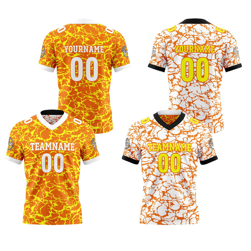Custom White Orange Reversible Gradient Football Jersey Personalized Football Shirts for Men Women  Printed Team Name Number Logo