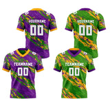 Custom Purple Green Reversible Gradient Football Jersey Personalized Football Shirts for Men Women  Printed Team Name Number Logo