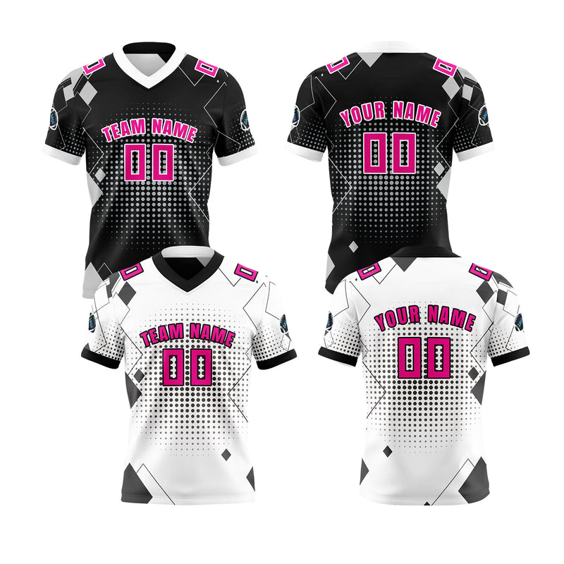 Custom White Pink Reversible Football Jersey Personalized Gradient Football Shirts for Men Printed Team Name Number Logo