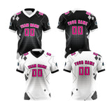 Custom White Pink Reversible Football Jersey Personalized Gradient Football Shirts for Men Printed Team Name Number Logo