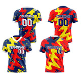 Custom Blue Red Reversible Gradient Football Jersey Personalized Football Shirts for Men Women  Printed Team Name Number Logo