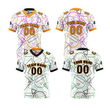 Custom Pink Green Football Jersey Personalized Gradient Football Shirts for Men Printed Team Name Number Logo