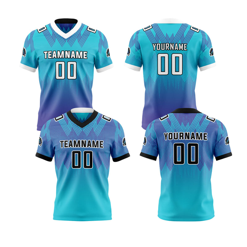 Custom Purple Blue Black Reversible Football Jersey Personalized Gradient Football Shirts for Men Printed Team Name Number Logo