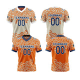 Custom Orange Blue Reversible Football Jersey Personalized Gradient Football Shirts for Men Printed Team Name Number Logo