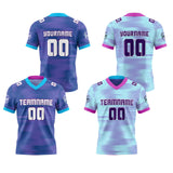 Custom Blue Rose Reversible Gradient Football Jersey Personalized Football Shirts for Men Women  Printed Team Name Number Logo