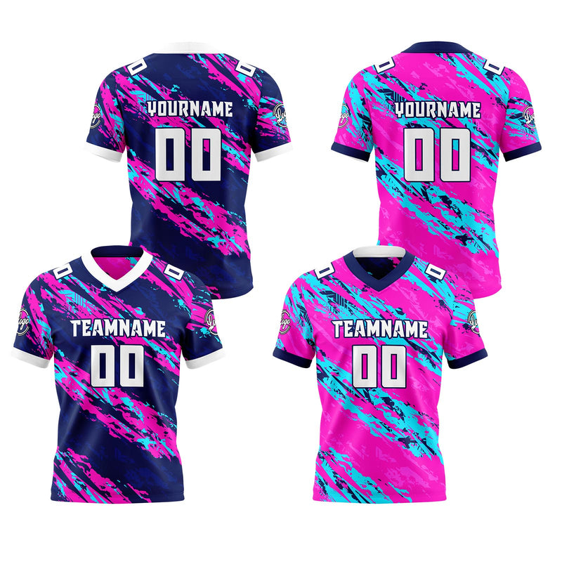 Custom Purple Pink Reversible Gradient Football Jersey Personalized Football Shirts for Men Women  Printed Team Name Number Logo