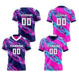 Custom Purple Pink Reversible Gradient Football Jersey Personalized Football Shirts for Men Women  Printed Team Name Number Logo