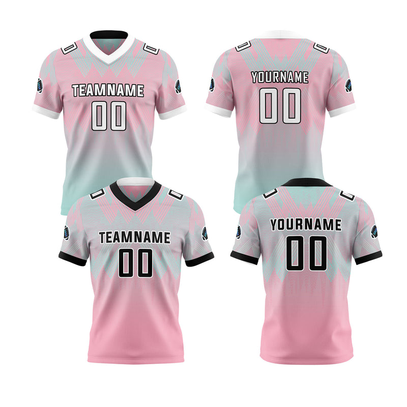 Custom Blue Powder Reversible Football Jersey Personalized Gradient Football Shirts for Men Printed Team Name Number Logo