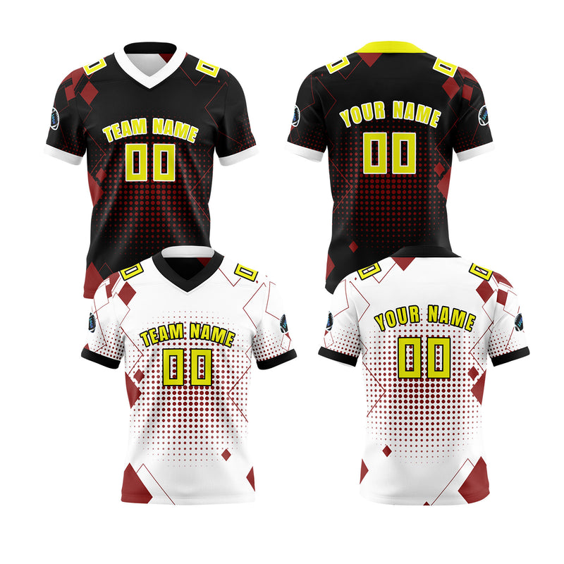 Custom White Yellow Reversible Football Jersey Personalized Gradient Football Shirts for Men Printed Team Name Number Logo