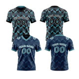 Custom Blue Green Reversible Football Jersey Personalized Gradient Football Shirts for Men Printed Team Name Number Logo