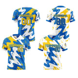 Custom Blue White Reversible Gradient Football Jersey Personalized Football Shirts for Men Women  Printed Team Name Number Logo