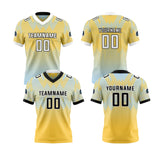 Custom Blue Yellow Reversible Football Jersey Personalized Gradient Football Shirts for Men Printed Team Name Number Logo
