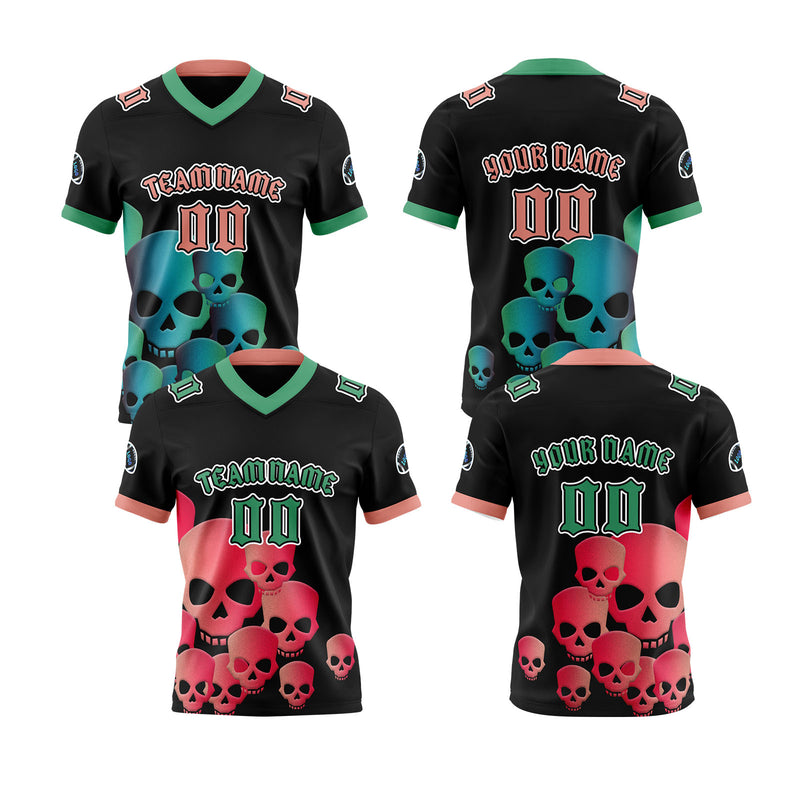 Custom Black Red Reversible Football Jersey Personalized Gradient Football Shirts for Men Printed Team Name Number Logo