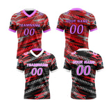 Custom Red Purple Reversible Football Jersey Personalized Gradient Football Shirts for Men Printed Team Name Number Logo