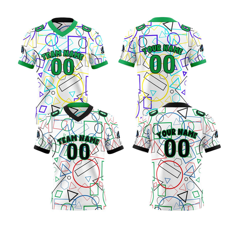 Custom Green Black Football Jersey Personalized Gradient Football Shirts for Men Printed Team Name Number Logo