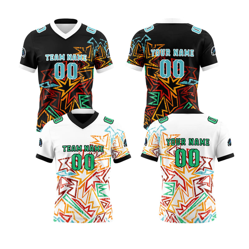 Custom White Green Reversible Football Jersey Personalized Gradient Football Shirts for Men Printed Team Name Number Logo